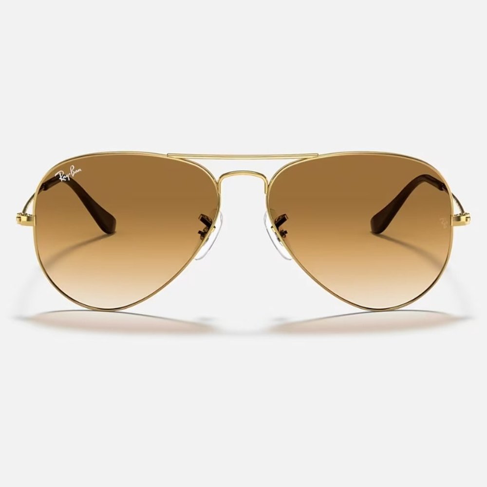 Ray-Ban Sunglasses Aviators Gradient Gold / Light Brown Lens Gently Used